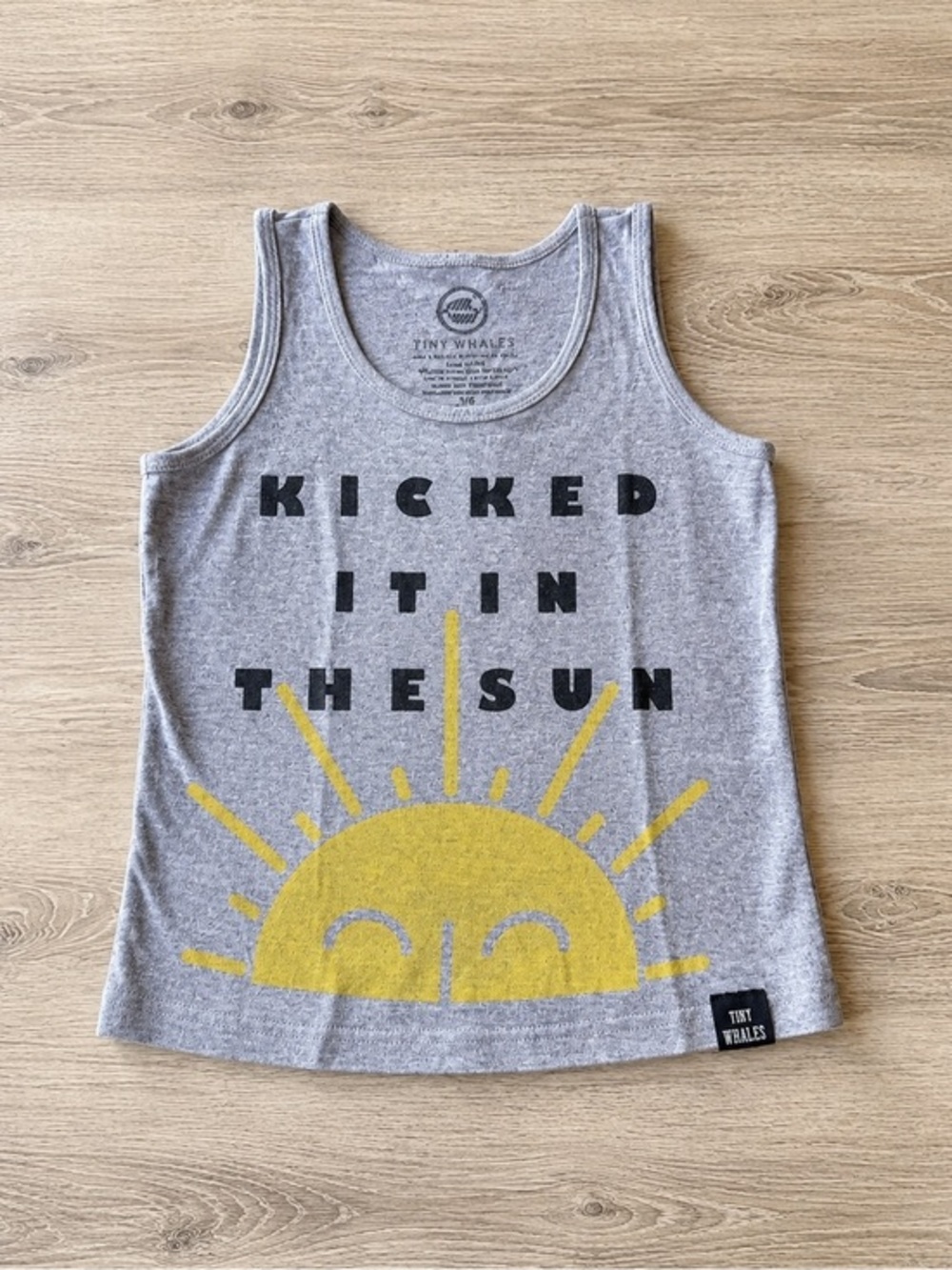 Tiny Whales Boys Tank Top Size 6T Gray Kicked It In The Sun Graphic Summer Shirt